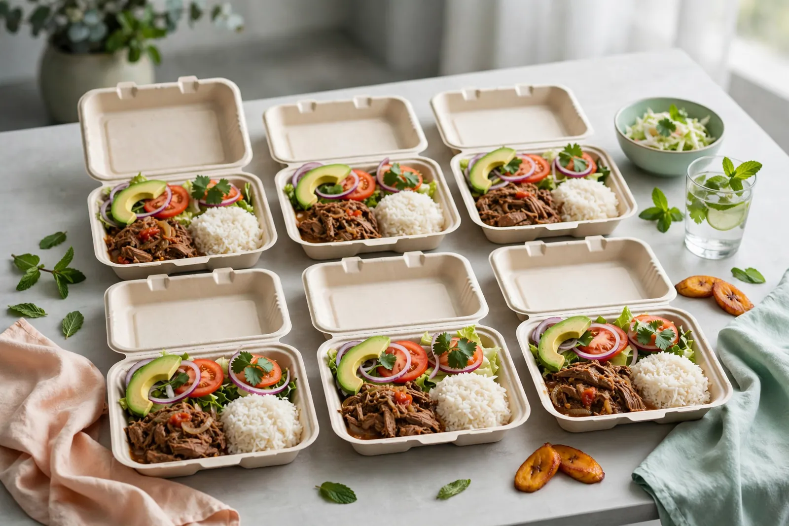 Lunch boxes on a meeting table