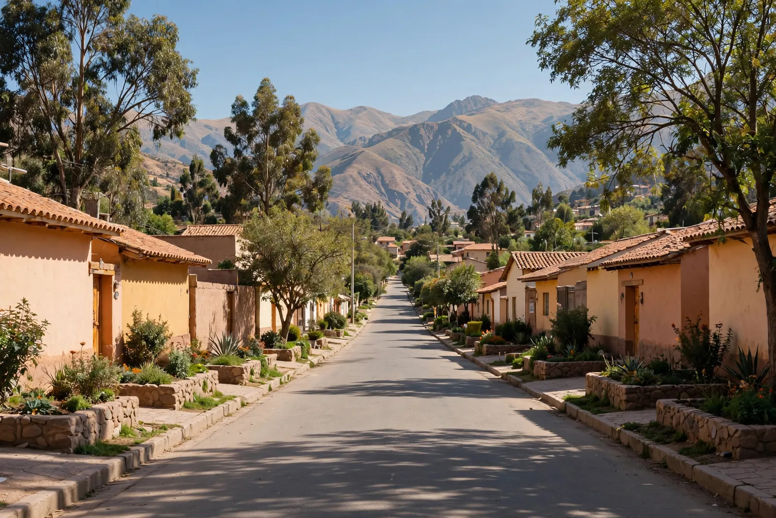 A quiet residential street at midday